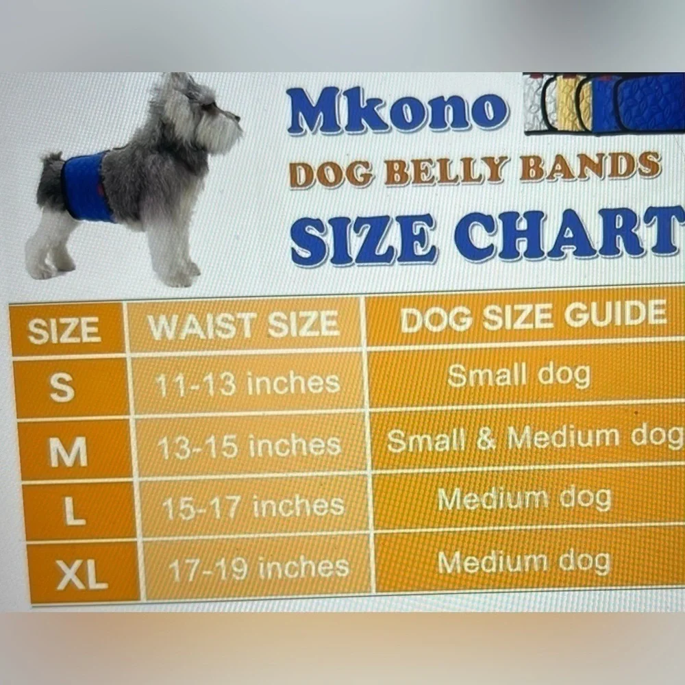 Mkono 2Pcs Male Dog Belly Bands Puppy Boy Pet Diapers Wraps Reusable